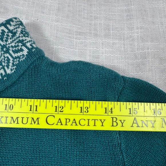 Christopher Bank Women L Teal Snowflake Fair Isle Pullover Sweater Nordic Scandi - Picture 7 of 9
